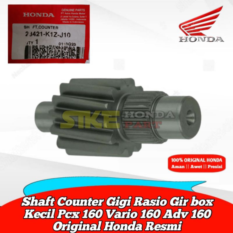 23421-K1Z-J10 Shaft Counter Gear Ratio กล่องเล็ก Pcx 160 Vario 160 Adv 160 Original Honda Official