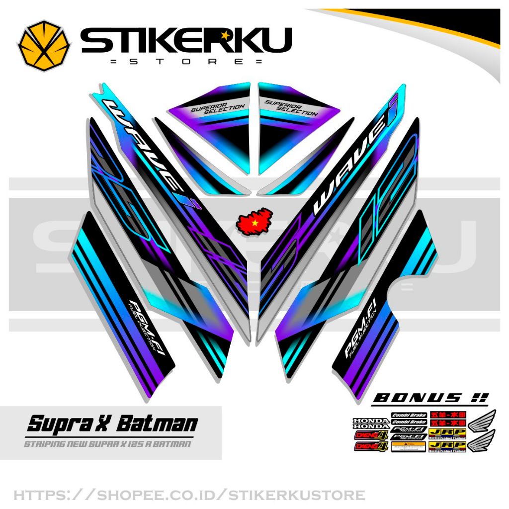 NEW SUPRA X 125 STRIPING / MOTIF 8 / SUPRA BATMAN STICKER / WAVE 125 R / TECALS / STOCK DECAL / VARIATION / STICKERKUSTORE
