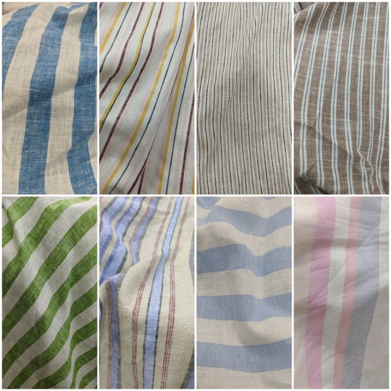 KATUN ผ้าคอตตอนลินินลายริ้ว / ผ้าป่าน / ผ้าลายริ้ว ราคาต่อ 1 ม (เมตรเดียว)