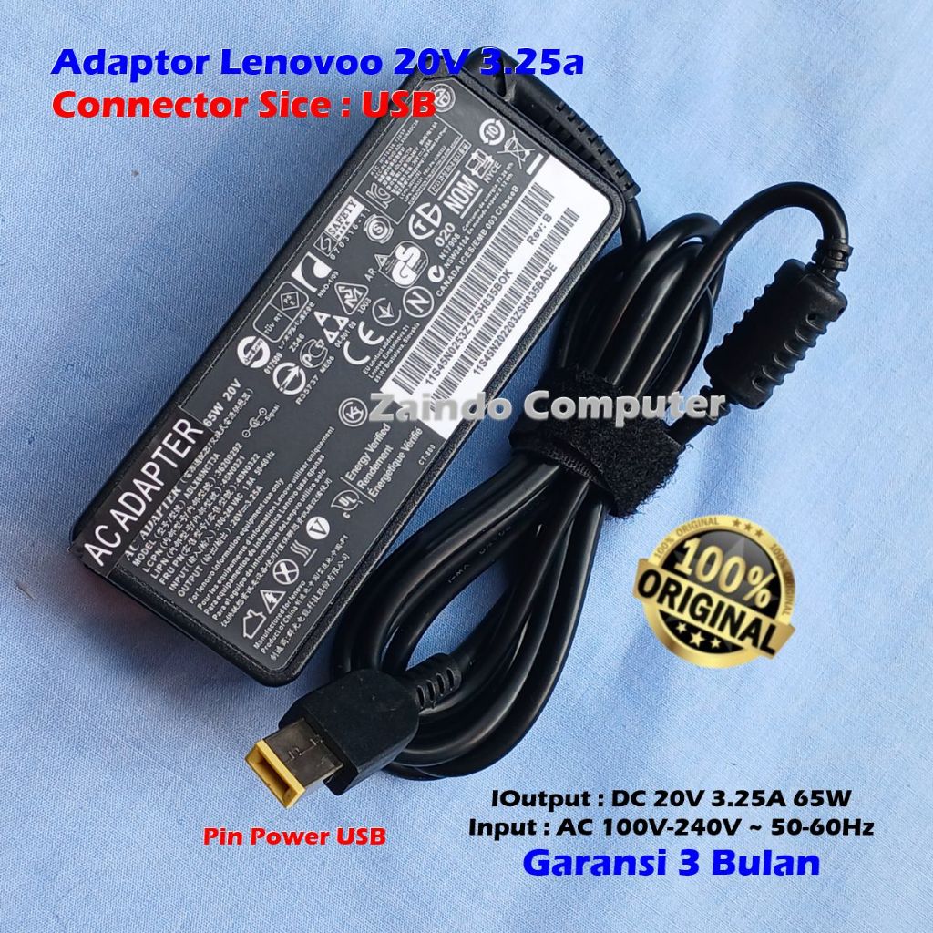 อะแดปเตอร์ LENOVOO 20V 3.25A USB G400 G400s G405 G405S G400AS G40 G40-30 G40-45 G40-70 300 300S 305 500S รับประกัน 3 เดือน