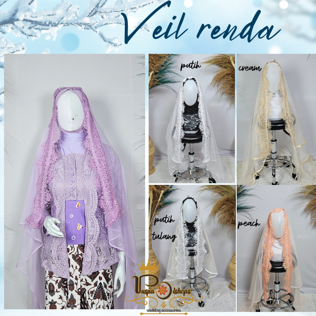 VEIL ลูกไม้บราCADE TILE SILK VEIL HIJAB VEIL BRIDAL VEIL
