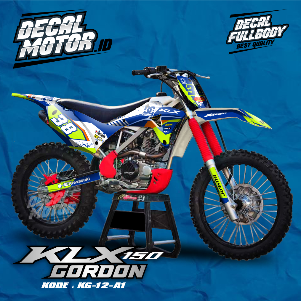KLX GORDON - Klx Gordon Decal Sticker - Klx Gordon Racing Blue Sticker Variation - KG 12