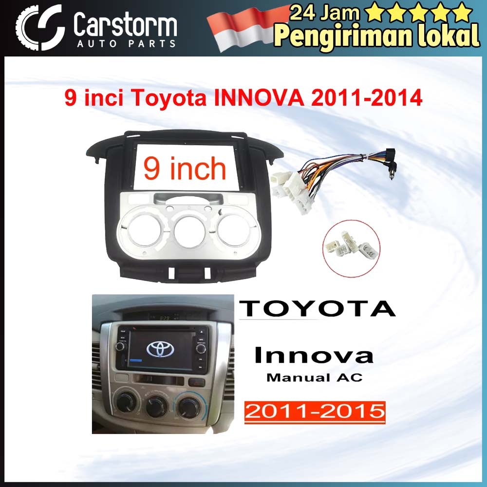 Carstorm Toyota INNOVA กรอบรถยนต์ 9 นิ้ว (9 นิ้ว AC) พร้อมสาย 2011 2012 2013 2014 2015