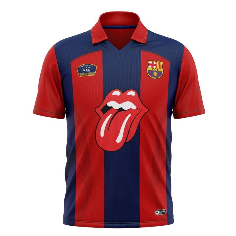 เสื้อยืด พิมพ์ลาย Mra Jersey Barca X Rolling Stones สไตล์วินเทจ แฟชั่นคลาสสิกเรโทร สําหรับผู้หญิง