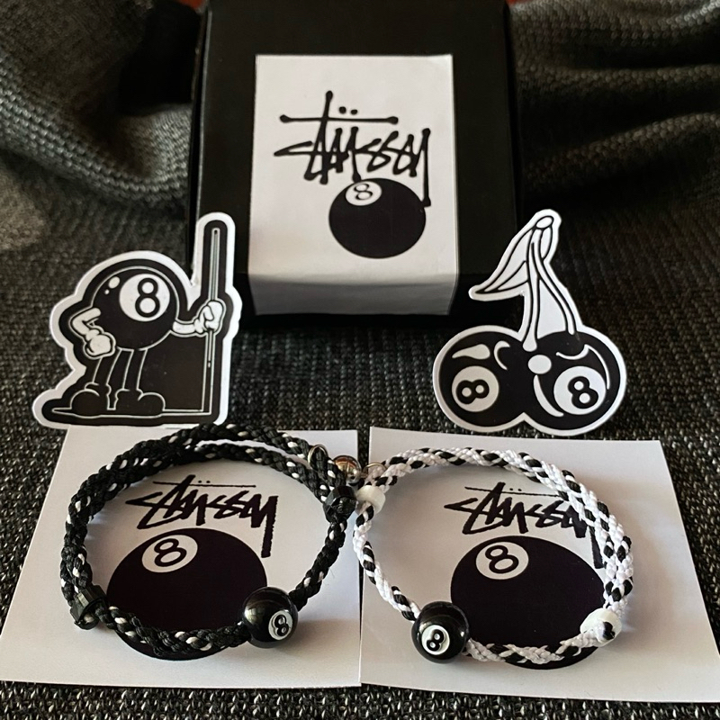 สร้อยข้อมือคู่รัก Stussy Ball 8 แถมกล่องและสติ๊กเกอร์
