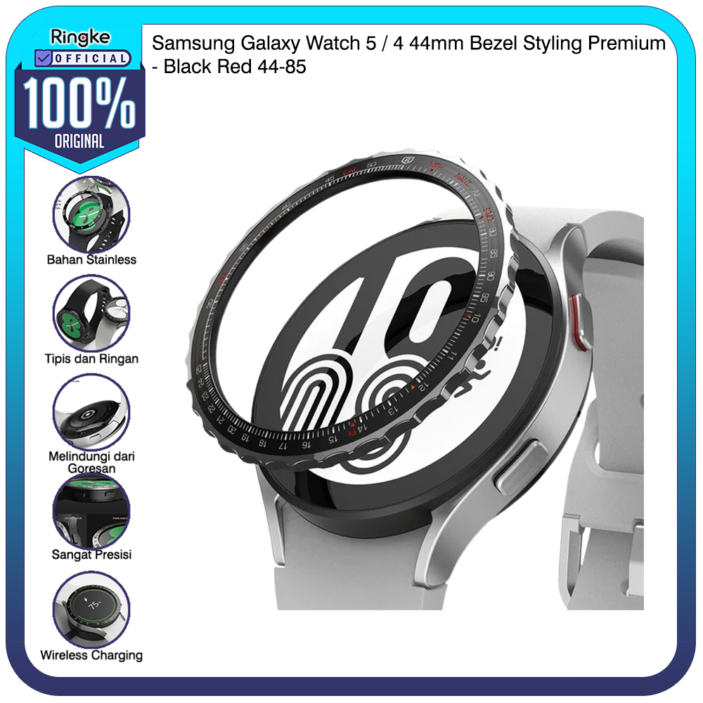 RingkeGalaxy Watch 5/4 44mm Bezel Style Premium Black Red 44-85