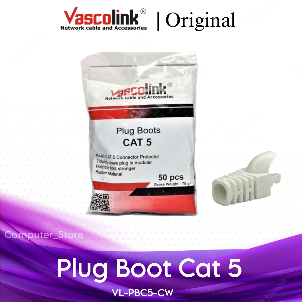 Plug Boot Cat5e Vascolink Modular บรรจุ 50 สีขาว RJ45 ฝาครอบ Cat 5 Rj ป้องกันยาง Rj 45