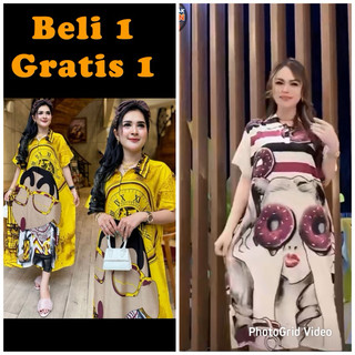 Daster Shopia Busui Zipper isi 2pcs  Bumil Busui Ld 110 Motif