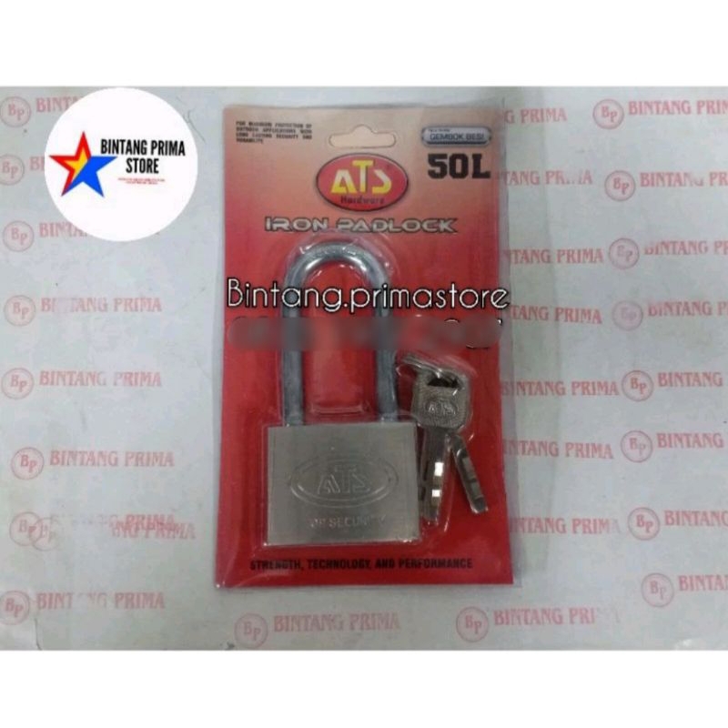 ATS กุญแจเหล็กคอยาว 50 มม. / ATS 50 มม. กุญแจเหล็ก