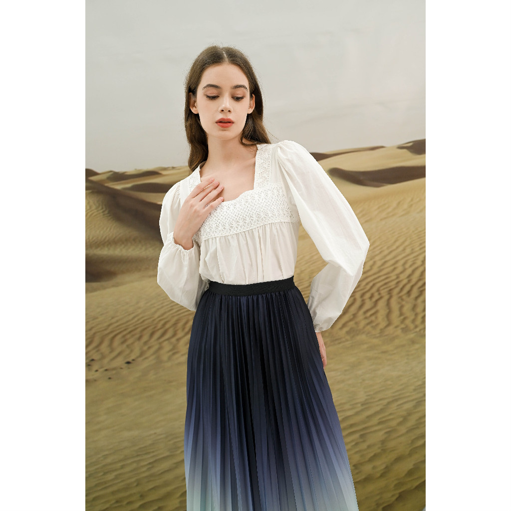 EID4 เสื้อตัวนอกลูกไม้คอสี่เหลี่ยม Fatin