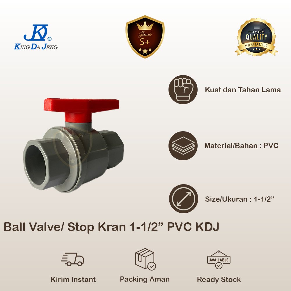 วาล์วบอล PVC 1-1/2 นิ้ว KDJ 1-1/2 นิ้ว