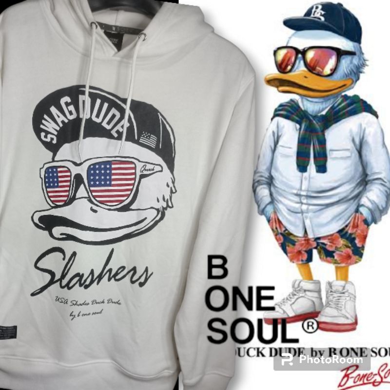 เสื้อกันหนาว มีฮู้ด แบบดั้งเดิม B One Soul Swag Dude | พิมพ์โลโก้ขนาดใหญ่