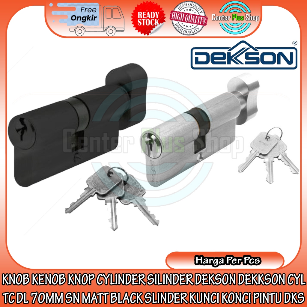 KNOB CYLINDER DEKSON DEKKSON CYL TC DL 70 มม.SN MATT BLACK CYLINDER ประตูล็อคสแตนเลสอลูมิเนียม KNOB 