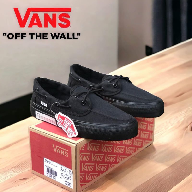 Hitam Vans ZAPATO รองเท้าสําหรับผู้ชายและผู้หญิง รองเท้าผ้าใบสีดําเต็ม