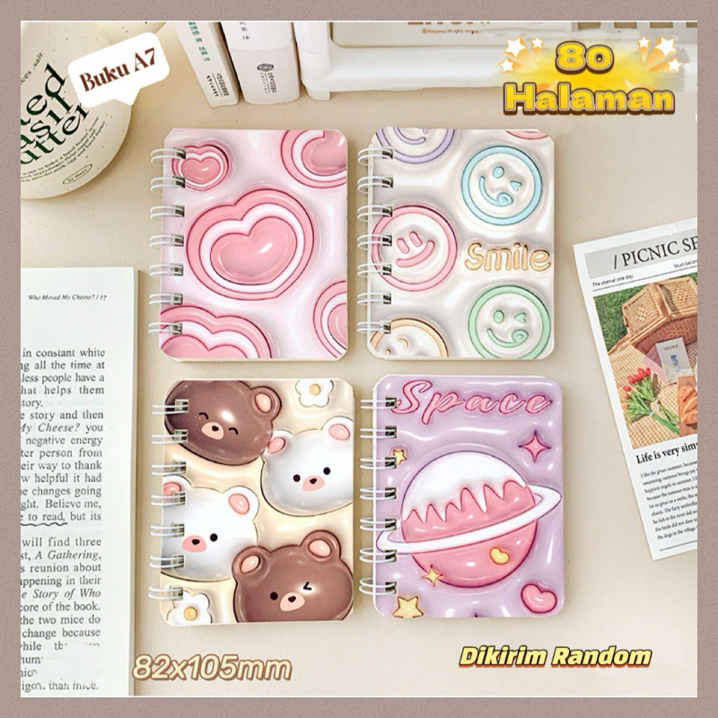 (DODOCO) Small A7 Scarpbook Mini Notebook 80 หน้า การ์ตูน Motif