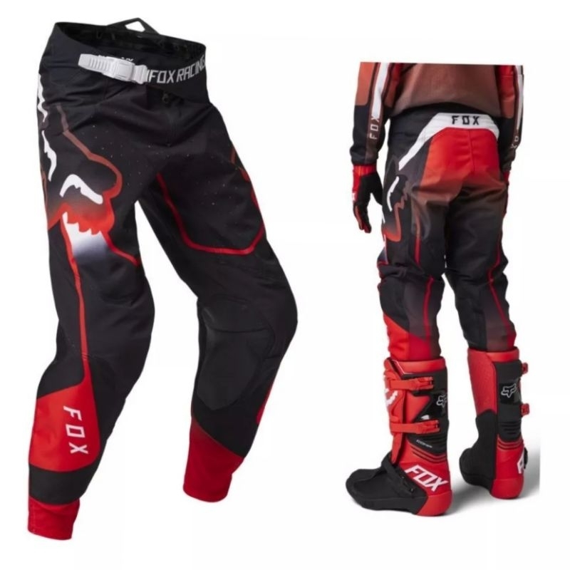 Hitam MERAH Atm กางเกงพิมพ์เต็มรูปแบบ Trail Cross Mx ขี่ Racing Offroad Motocross Touring กางเกงสีดําสีแดง 21