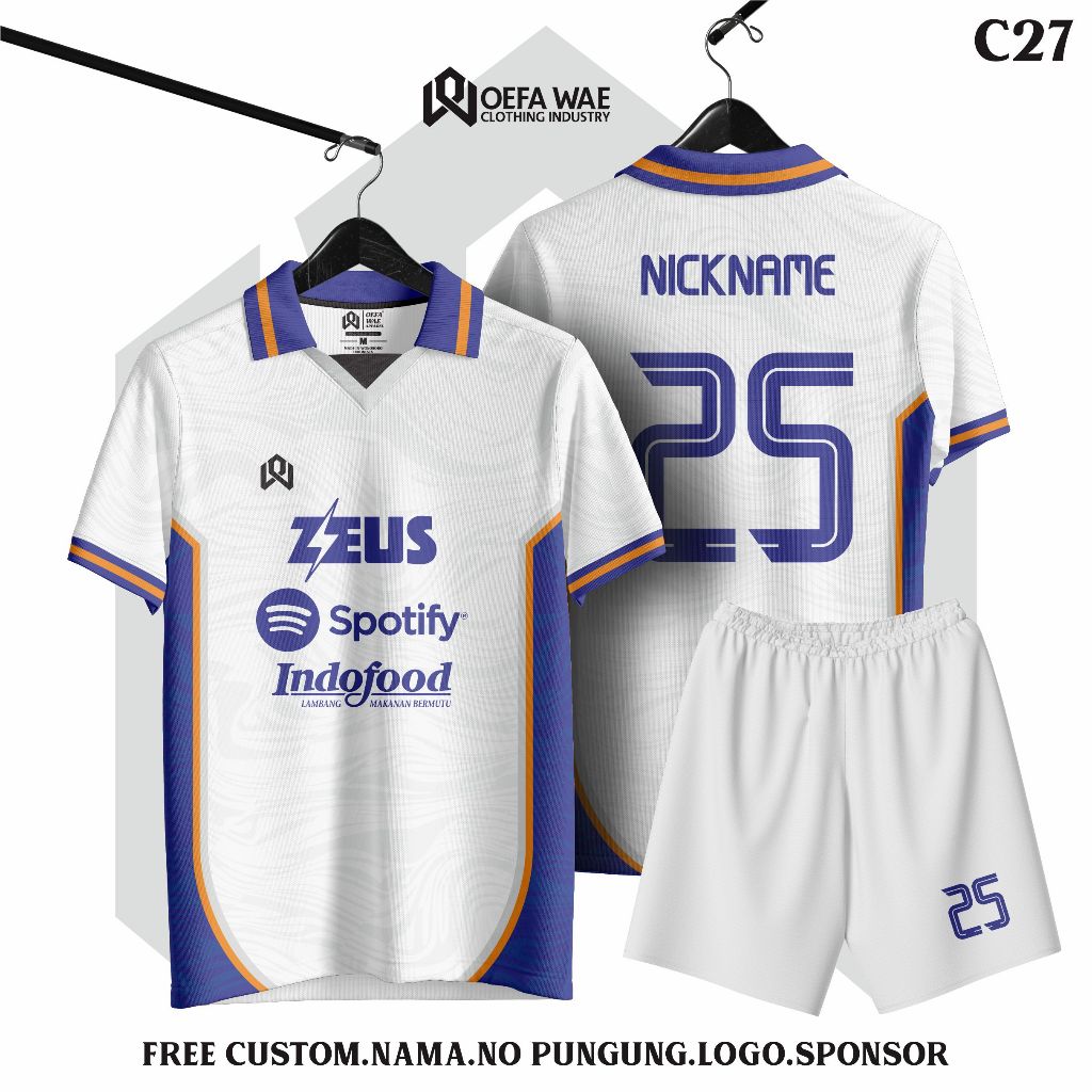 CUSTOM FUTSAL / FOOTBALL JERSEY - Dryfit Premium Fullprinting - C27 เปลี่ยนชื่อและหลังฟรี