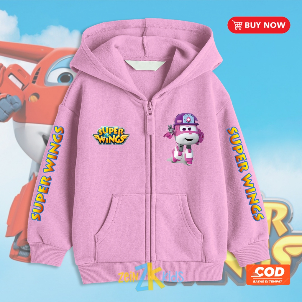 เสื้อฮู้ดมีซิปสําหรับเด็ก Dizzy Super Wings/เสื้อแจ็คเก็ตเด็ก Super Wings