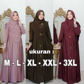 Mawwadah Syar'i Set Khimar Cringkle Airflow Premium - Fashion Muslim Wanita Ukuran Jumbo M - L – XL - XXL - 3XL - Baju Muslimah Elegan - Baju Pesta Syar'I - Model Gamis Terbaru - Baju Lebaran - Busana Muslim Seragam Pengajian Hijab Syar'i Terlaris
