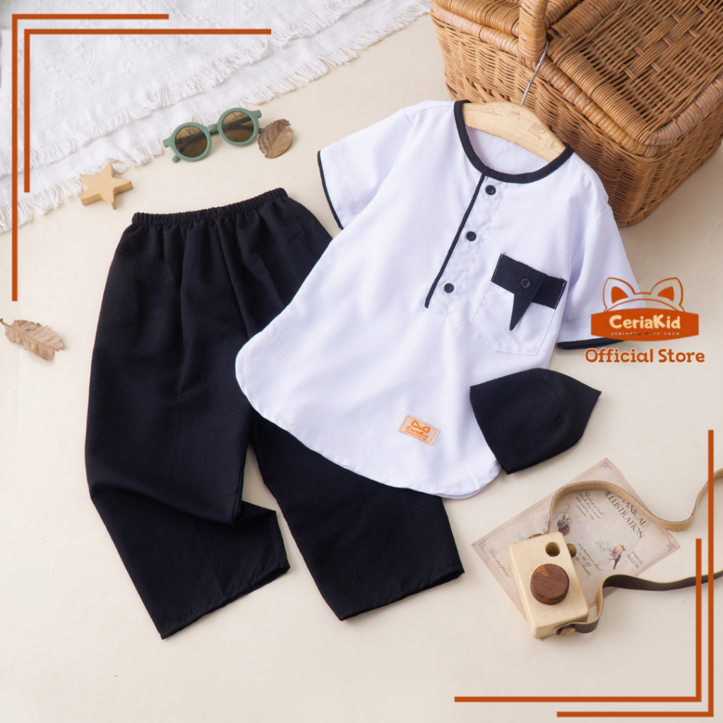 [Ceriakid] Koko Kids Set Shirt Pants and Bonus Peci สําหรับ 0 1 2 4 5 6 7 8 9 ปี