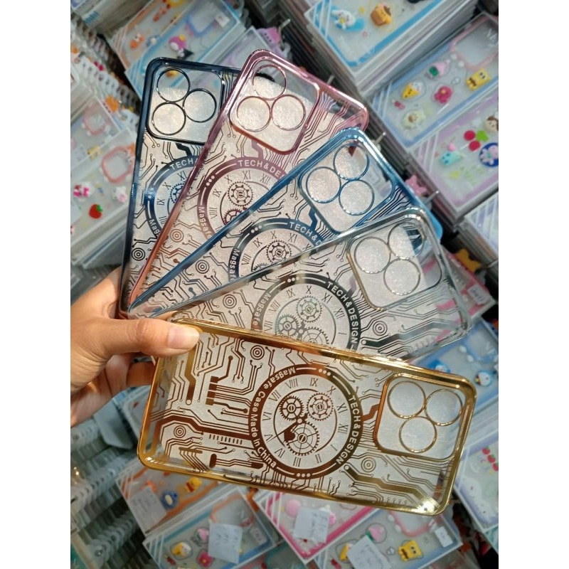 MESIN Softcase Chrome Design Tech Machine Luxury Oppo A3S A5S A7 A12 F9 A11K A15 A15s A16 A16S A17 A