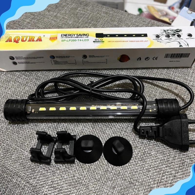 Aqura 20 ซม. Submersible Aquarium Light ขนาดเล็กสีขาวสีฟ้าสําหรับปลาสวยงาม glofish chana