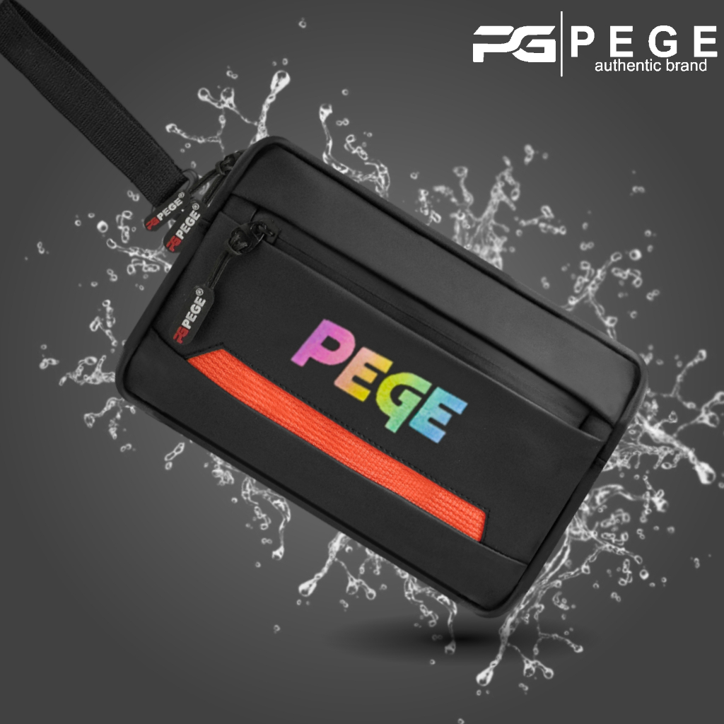 PEGE Mosha Mens Casual Trend Sling Bag Waterproof Stripe Combine Model 3in1 Slingbag Handbag Pouch -