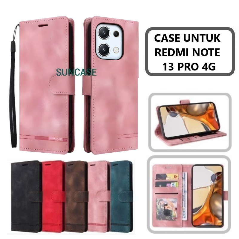 Case REDMI NOTE 13 PRO 4G flip model Open Close The Leather case There Is A Photo And Card Holder นอกจากนี ้ A flip cover hp Strap