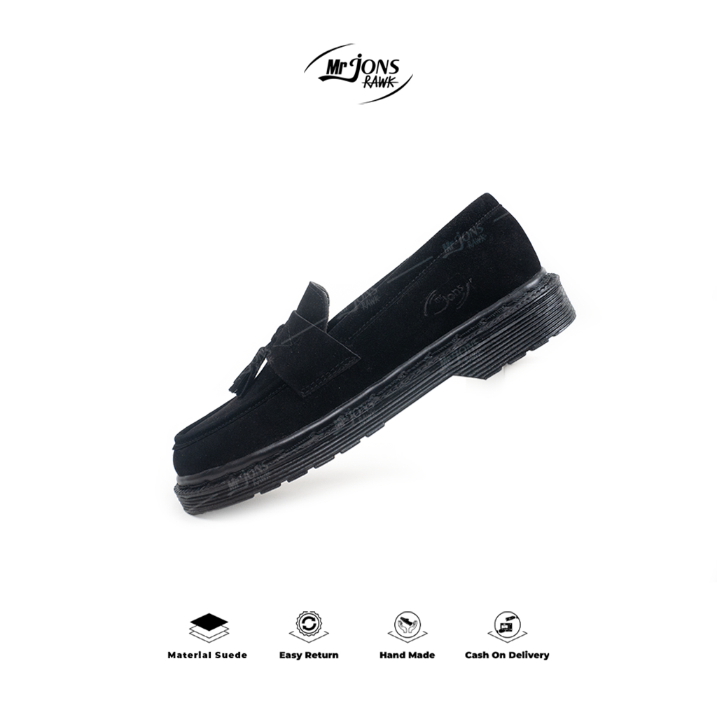 Hitam Mr.jonsrawk Official - รองเท้าโลฟเฟอร์หนังกลับลําลองสีดําล่าสุดทํางานอย่างเป็นทางการ Office College Casual