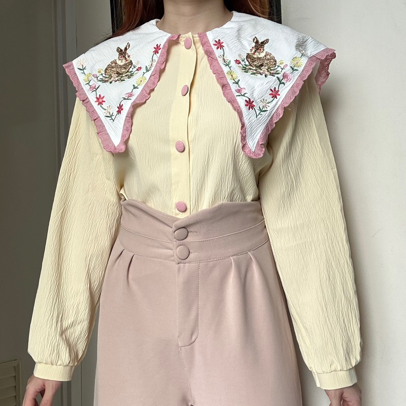 KEMEJA Jessica Top BKK เสื้อเบลาส์ เสื้อทํางานปักลายผู้หญิง by Biel the Label