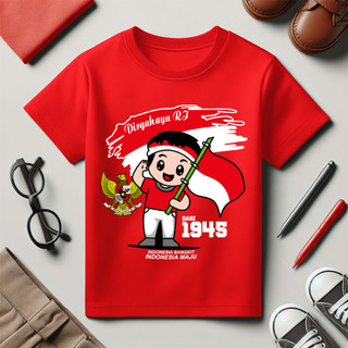 Baju Kaos Distro Anak Kemerdekaan Dirgahayu 17 Agustus 1945 Indonesia HUT RI Ke 81 Usia 1 - 10 Tahun
