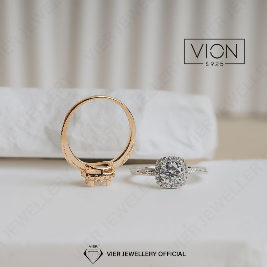 REPLIKA Vion S925 แหวน16353, แหวนเงิน 925, แหวนจําลองเพชรเซอร์โคเนียคริสตัล