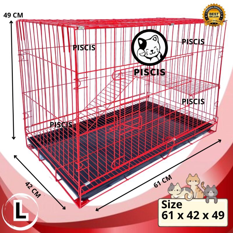 กรงแมว 2 ชั้น SIZE L 60x42x49 กรงเหล็กพับได้