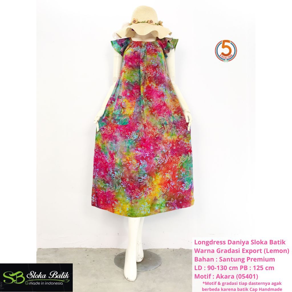 Daster Slakabatik DS Daniya Long Batik Cap Premium ความยาวข้อเท้า Jumbo Yukensi LD 90 100 110 120 13