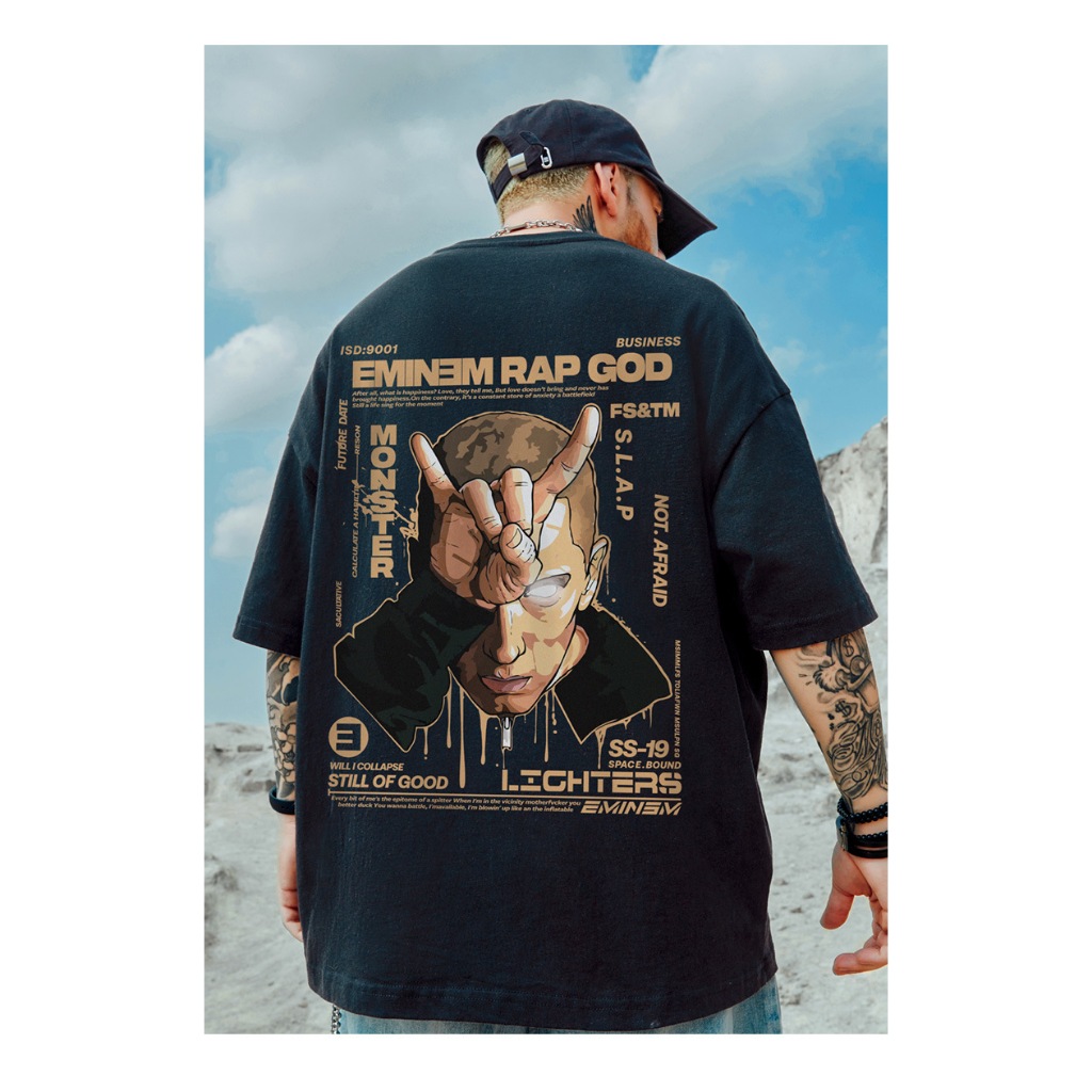 เสื้อยืด OVERSIZE สําหรับผู้ชาย TOPS EMINEM TSHIRT