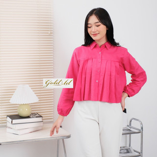 MSMO Dear Top Longsleeve Pleats Shirt/Kemeja Wanita/Kemeja Lengan Panjang/Kemeja Kantor/AtasanWanita