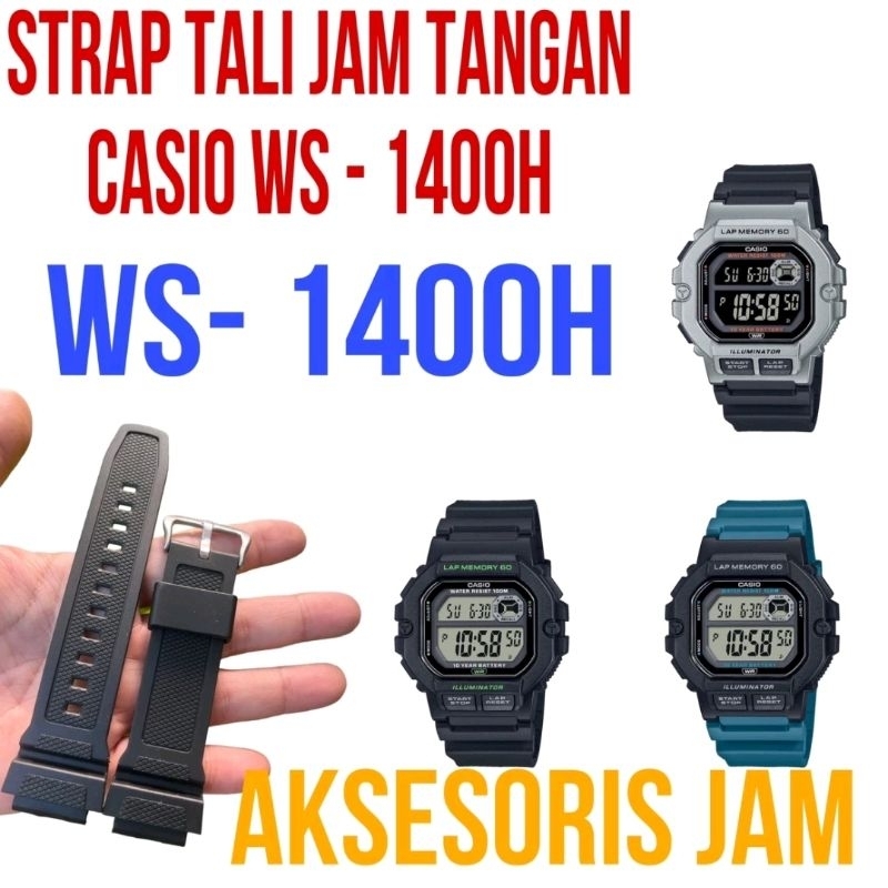 Casio WS-1400H-1B สายนาฬิกาผู้ชาย CASIO WS 1400H WS1400H WS-1400H สายยาง