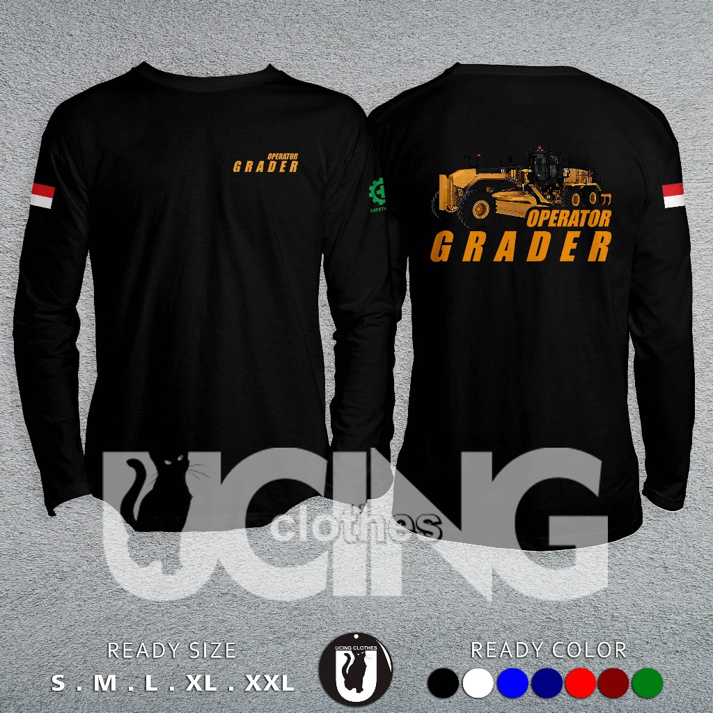 Grader Operator Heavy Equipment เสื้อยืดแขนยาว Distro เสื้อยืด