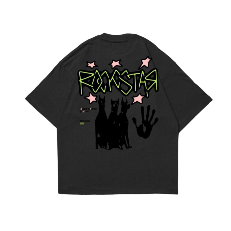 Aztecass OVERSIZED TEE ROCKSTAR - สีเทาเข้ม