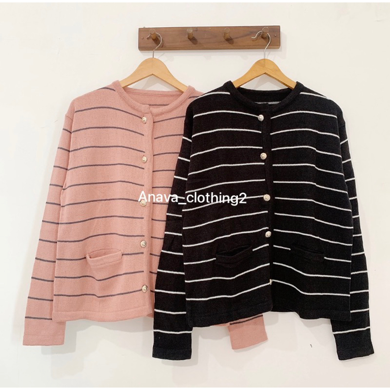 ELLENA CARDIGAN STRIPE OVERSIZED KNIT SWETER