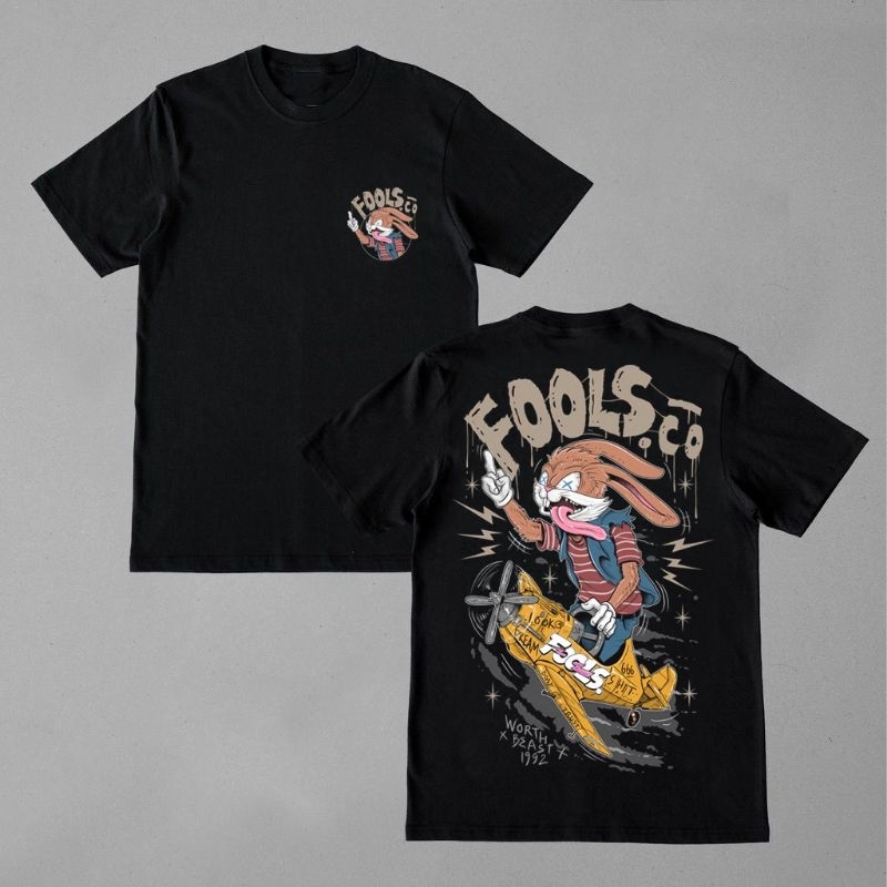 Fools เสื ้ อยืดเฮลิคอปเตอร ์ กระต ่ าย blk | เสื ้ อยืดผู ้ ชาย