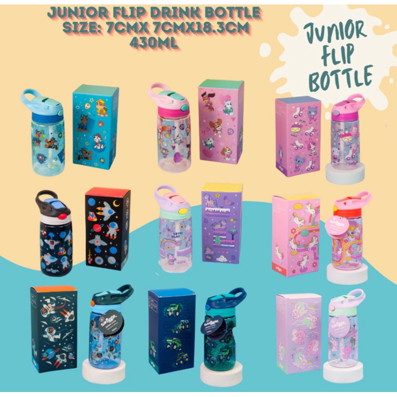 Smiggle junior Drinking Water Bottle ซิลิโคนฟาง 430ml BPA FREE 2902-2171