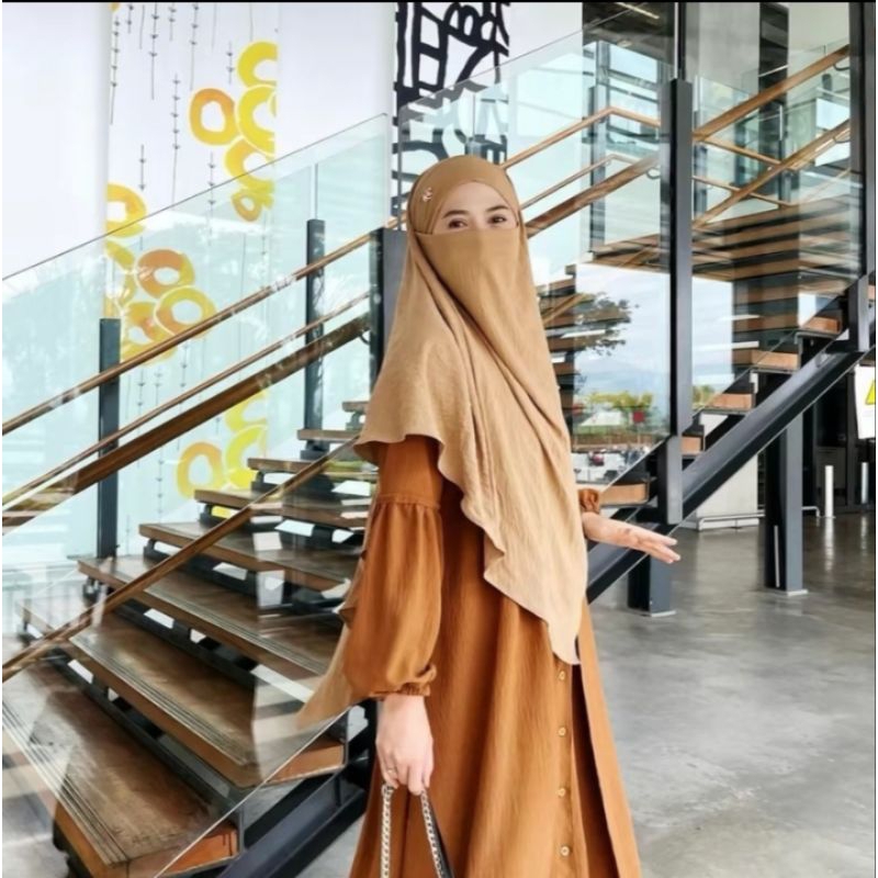 ผ้าคลุม French khimar sharia L uk/85cmx100cm cringkel airflow khimar syari