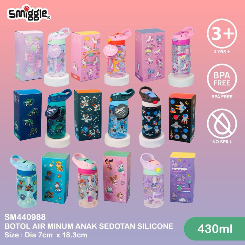 ขวดน้ําดื่ม Smiggle 430ml/ขวดลักลอบ/ขวดหัดดื่มสําหรับเด็ก