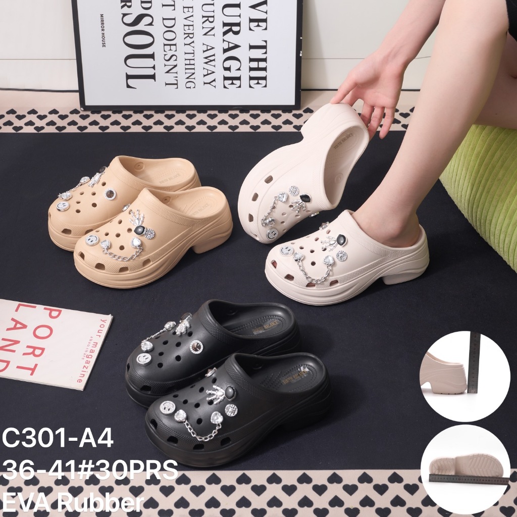 Siren Clog รองเท้าแตะผู้หญิง รองเท้าแตะส้นเตารีดสตรีนําเข้าอินเทรนด์ MJ-C301-A4/C301-A3/C301-A2/C301