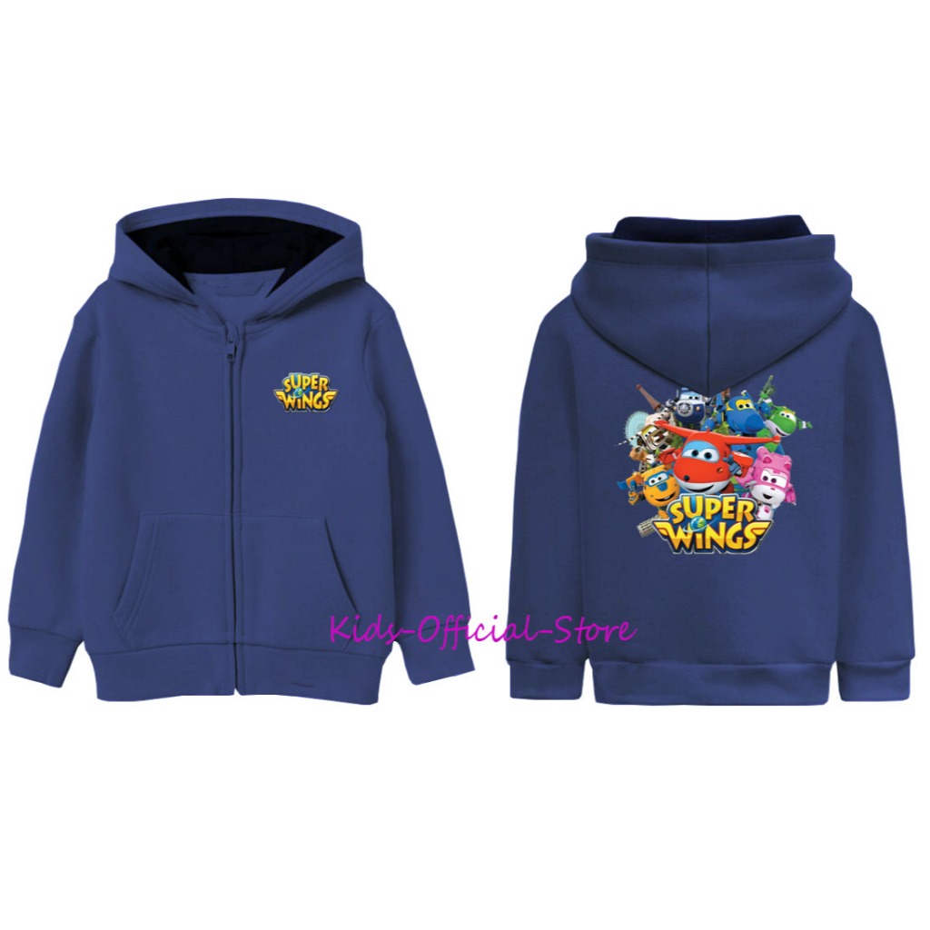 เสื้อแจ็คเก็ตสเวตเตอร์ซิปซุปเปอร์วิงเด็กซุปเปอร์วิง เสื้อฮู้ดซิปเด็กซีรีส์การ์ตูน superwings ล่าสุด