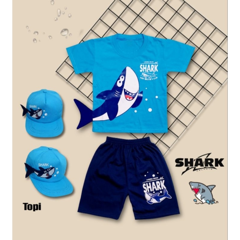 SHARK TAIL CHILDRENS เสื้อยืดน่ารัก SHARK TAIL CHILDRENS SUIT สามารถเพิ่มด้วยหมวก