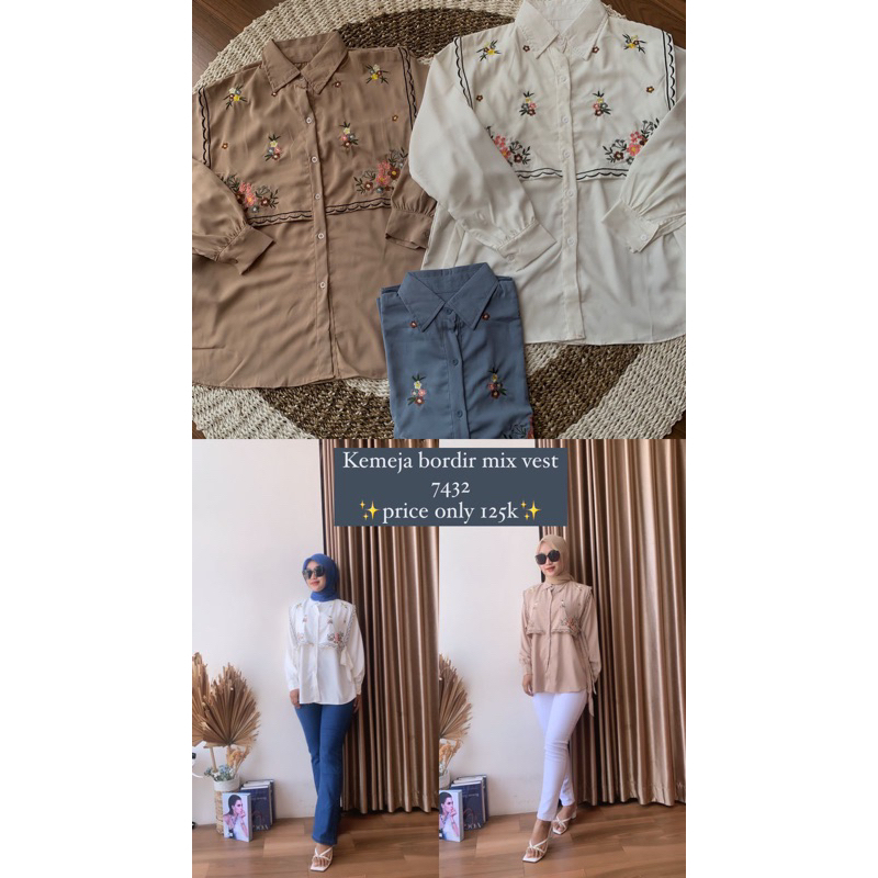 KEMEJA เสื้อปักเสื้อกั๊กผสม 7432