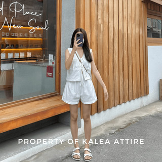 Evelyn set by Kalea Attire | setelan wanita | setelan wanita pantai | setelan vest tali dan celana pendek short pants | vest tali rompi | baju pantai wanita | baju set wanita | setelan tank top wanita