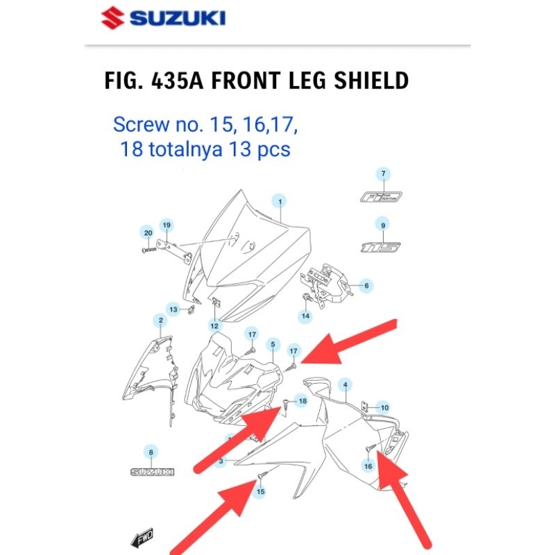 SCREW BODY SET COVER LEG SHIELD qty 13 ชิ้น - NEX 2